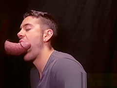 Gay hunk sucking and stroking dong