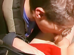 Young stud has his king-size dick sucked strongly and cums