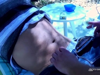 Alex Greene Fucks His Sexy Pal While Smoking By The Pool