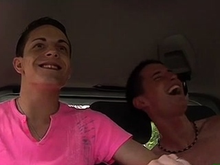 Indecent gay sex games in a car