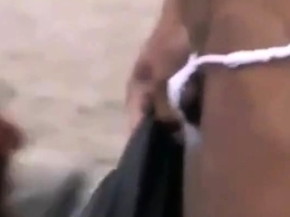 Muscled Asian Stud Bares Almost All at the Beach