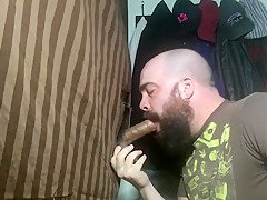 Hairy latino brings his dick to my glory hole